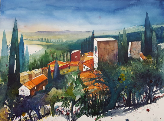 Vicopisano Toskana 2018 Aquarell 36 x 48cm