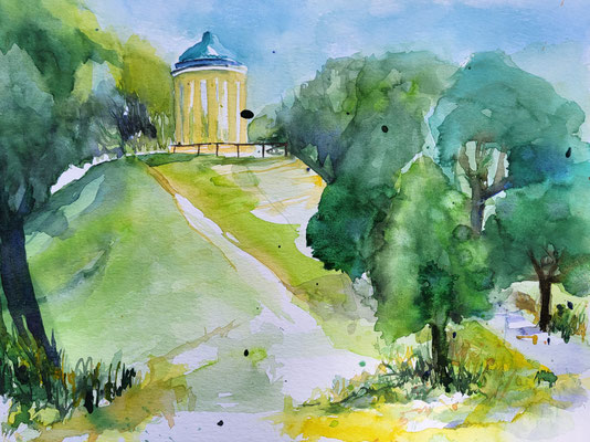 Monoptorus München Aquarell 2022, 48 x 36 cm Inez Eckenbach-Henning