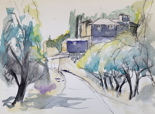 Toskana Impression Aquarell auf Papier 2023 Inez Eckenbach-Henning
