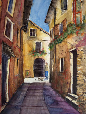 Gasse in Malcesine Aquarell 2024 36x48 cm Inez Eckenbach-Henning