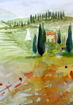 Gardasee Landschaft Aquarell - verkauft