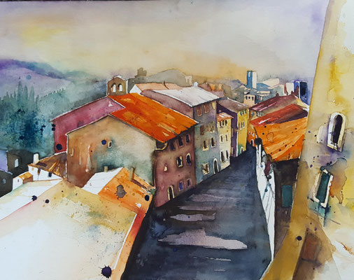 San Miniato Toskana 2018 Aquarell 36 x 48  cm