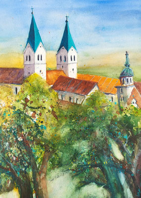 Dom Freising, Aquarell 2024 36x48 cm Inez Eckenbach-Henning - verkauft