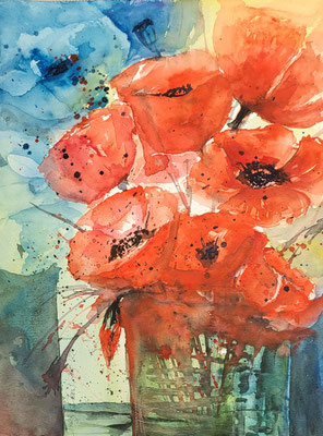 Blumenstrauß, Aquarell 2022, 30 x 40 cm Inez Eckenbach-Henning