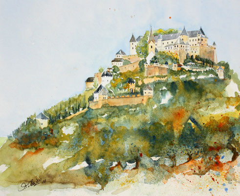 Burg Hochosterwitz, Kärnten Aquarell 30 x 40 cm