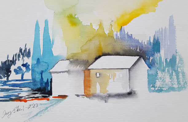 Häuser 2017 Aquarell 24 x 32 cm