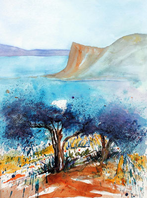 Olivenbäume Manerba del Garda Aquarell 2015 30 x 40 cm