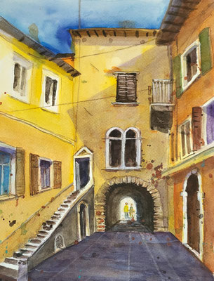 Gasse in Garda, Aquarell 2024 30x40 cm Inez Eckenbach-Henning