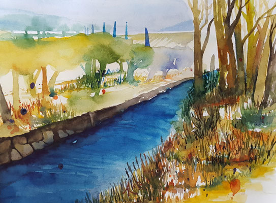 An der Isar 2017 Aquarell 30 x 40 cm