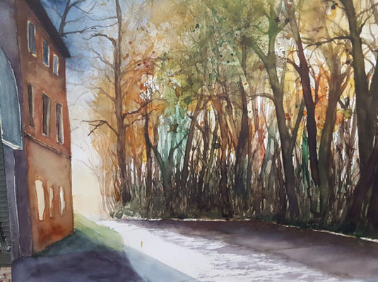 Schafhof Freising 2020 Aquarell 36 x 48 cm