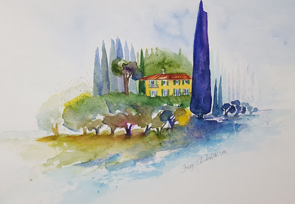 Villa Schindler Aquarell
