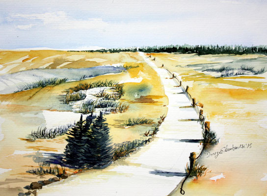 Landschaft bei Hallbergmoos Aquarell 2015 24 x 32 cm