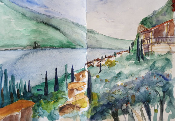 Urban Sketching Limone sul Garda 2024 Aquarell Inez Eckenbach-Henning