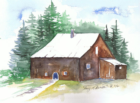 Haus im Wald Aquarell 2014 24 x 32 cm