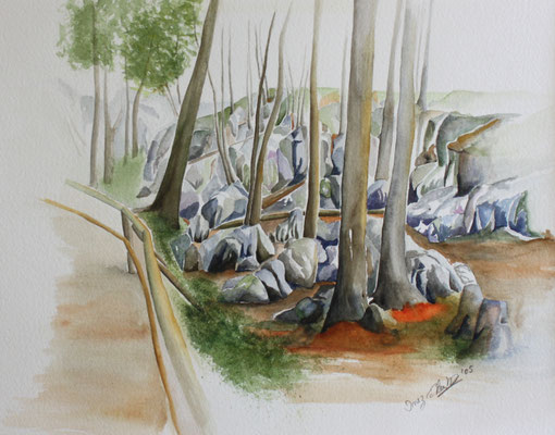Felsenmeer Aquarell 30 x 40 cm
