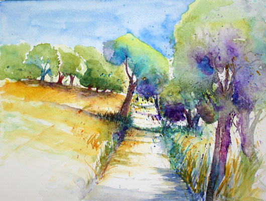 Olivengarten Aquarell 2014 30 x 40 cm - verkauft