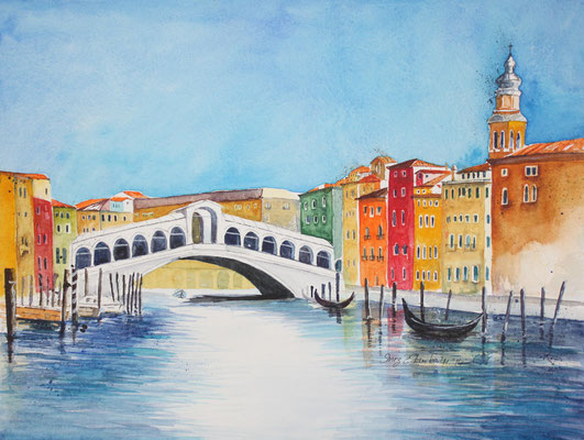 Rialto Brücke Venedig 2014 Aquarell 36 x 48 cm