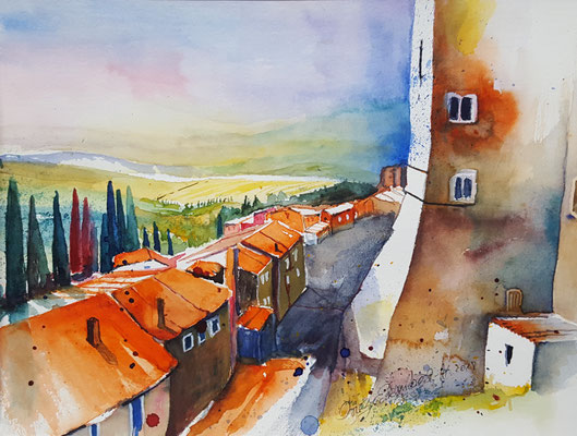 Montepulciano Toskana 2018 Aquarell 32 x 24 cm