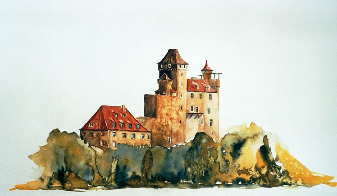 Burg Aquarell 30 x 40 cm - verkauft