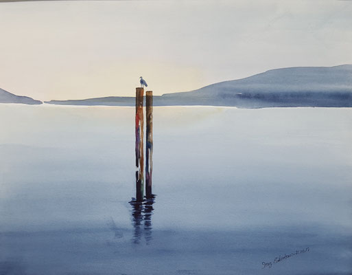 Ruhiger See 2017 Aquarell 36 x 48 cm