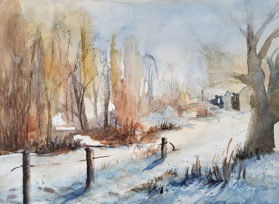 Winterlandschaft Aquarell 2023 32x24 cm Inez Eckenbach-Henning