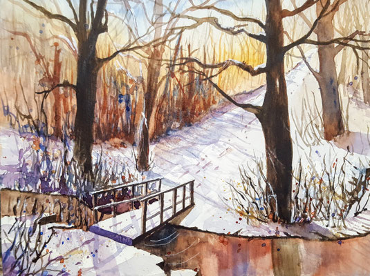 Winterimpression 2020 Aquarell 24 x 32 cm