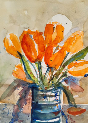 Tulpen, Aquarell 2023, 24x32 cm Inez Eckenbach-Henning