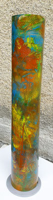 Stehlampe orange - gelb - türkisblau  1m © KunstMomente Christine Dablander / Ansicht ohne Beleuchtung