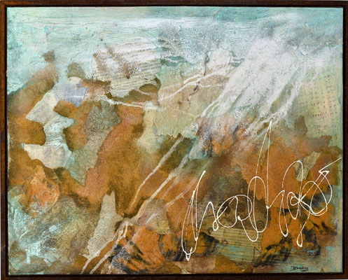 "Rost-Nostalgie"- Bild 3 - Rost - Misch - Schütt - Spachteltechnik auf Leinwand mit Rostrahmen 105 x 85cm © KunstMomente Christine Dablander