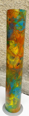Stehlampe orange - gelb - türkisblau  1m © KunstMomente Christine Dablander / Ansicht ohne Beleuchtung