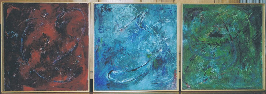 Liebe-Glaube-Hoffnung  2001;  Mischtechnik auf Holz;  ca. 40x40 cm