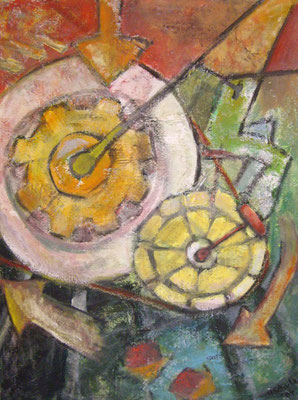Haussuche  2004;  Mischtechnik auf Leinwand;  60x80 cm