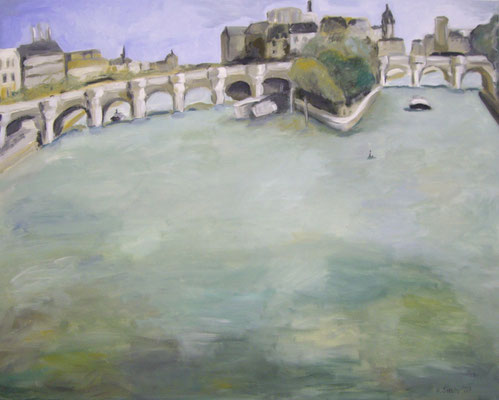Pariser Brücke  2008;  Gouache auf Leinwand;  100x80 cm
