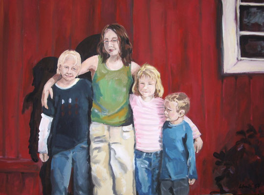 Schwedenkinder  2007; Gouache auf Leinwand;  100x70 cm  Privatbesitz
