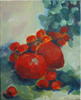 Tomaten  2008;  Gouache auf Leinwand;  30x40 cm