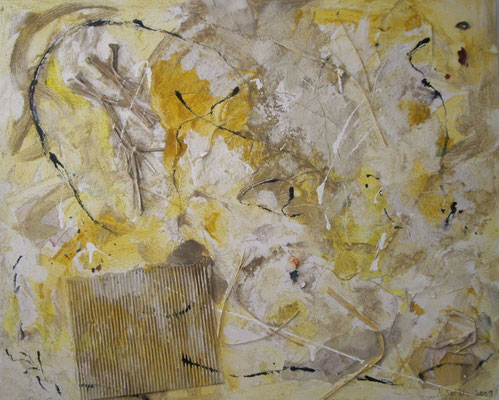 Mongolei  2001;  Mischtechnik/Collage auf Leinwand; 100x80 cm, Privatbesitz