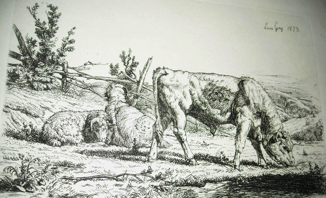Guy, 1853, les vaches au pré
