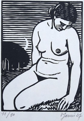 Janin, nu assis, 14 x 10,5, 1927