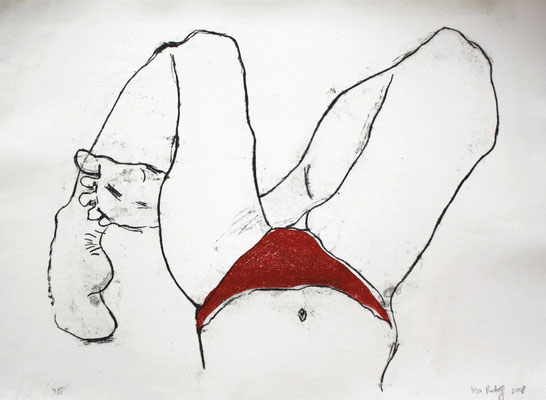 O.T., 2008, zweifarbige Lithografie auf Büttenpapier, 48 x 55 cm