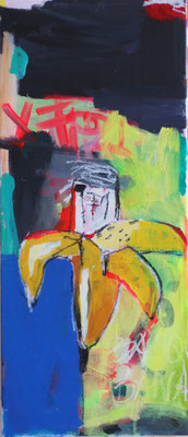 LOOKS LIKE BASQUIAT'S BANANA, Acryl und Ölkreide auf Leinwand,  2014, 30x70 cm