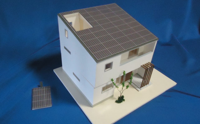 住宅模型　パーゴラが効いています