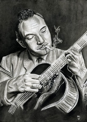 [commande] Django Reinhardt, encre de Chine, A3, 2019