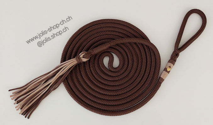 Art.-Nr.: 2067 / Bodenarbeitsseil 10mm Seil (4m lang)  mit Zottelklatsche und Loop / Preis: CHF 36.-