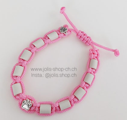 Art.-Nr.: 7004-7          EM-Keramik Zecken- und Flohhalsband verstellbar   23cm-32cm (Rosa mit silbernem Anhänger)         Preis: CHF 16.-