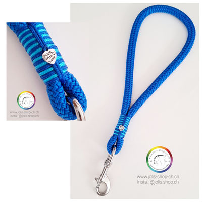 Art.-Nr. : 7037  Handschlaufe mit grossem Karabiner Silber, Farbe: Electricblue    Total Preis: CHF 25.-
