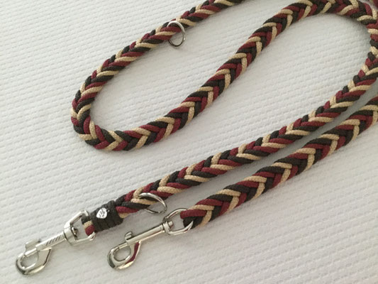 Art.-Nr.: 5055  Hundeleine Fischgrätmuster (Schokobraun, Beige, Bordeaux)  170cm    Preis: CHF 27.-