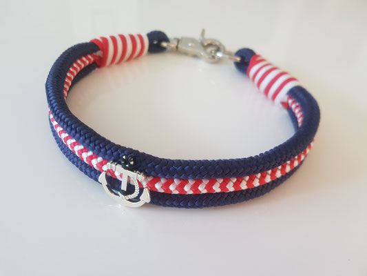 Art.-Nr.: 5083 / Halsband Maritime ca. 1,6cm breit mit Anker   34cm Halsumfang       Preis: CHF 28.-