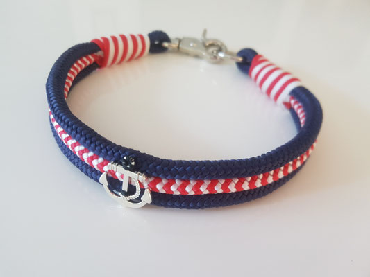 Art.-Nr.: 5083 / Halsband Maritime ca. 1,6cm breit mit Anker   34cm Halsumfang       Preis: CHF 28.-