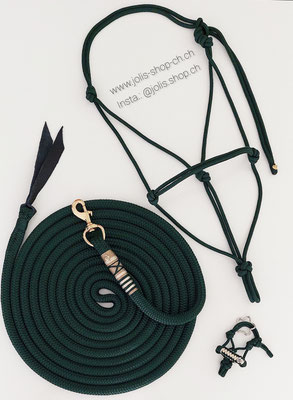 Art.-Nr.: 2077 / Knotenhalfter 6mm (Grösse COB) Farbe: Darkgreen  / Preis: CHF 22.00   Ganzes Set wie auf dem Foto Preis: CHF 90.00
