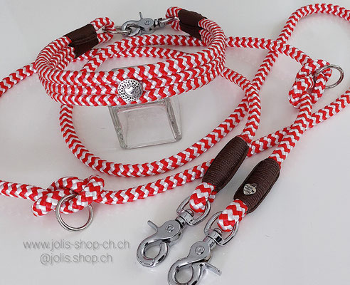 Art.-Nr.: 6007-1 / Hundeleinenset (Leine+Halsband) 10mm Seile (Für Mittel-Grosse Hunde) Halsumfang 51cm                   Preis: CHF 64.-